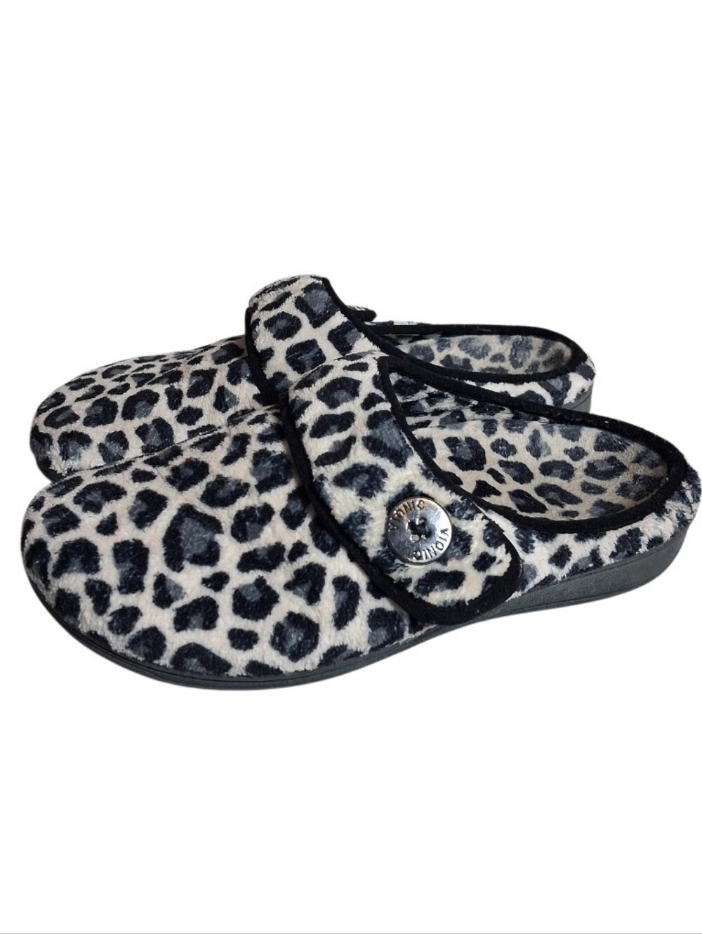 Vionic Size 9 Sadie Adjustable Strap Orthotic Slippers Leopard Print
